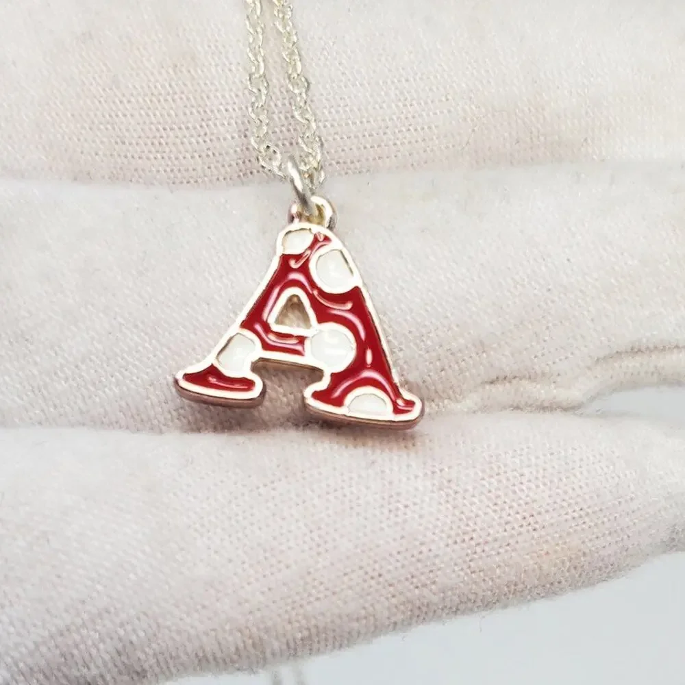 Disney Minnie Mouse Polka Dot Initial A Enamel Necklace